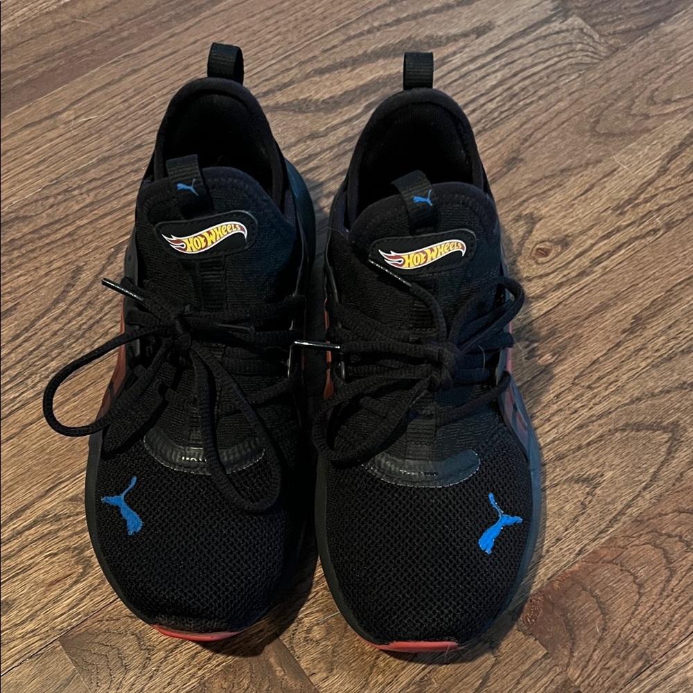 Puma Hot Wheels Black Sneakers with Blue and flame Highlights